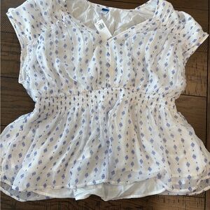 Old Navy White and Blue  Top